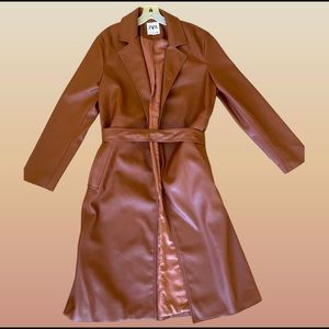 Zara trench coat, brown, vegan leather